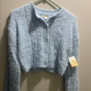 Women's Blue Fuzzy Sweater